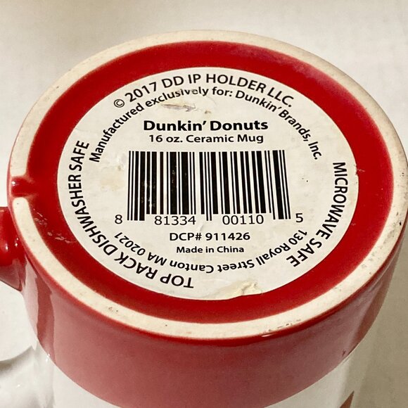Dunkin' Donuts Ceramic Coffee Cup Mug Red White Collectors 2017 DD IP Holder - Picture 8 of 10